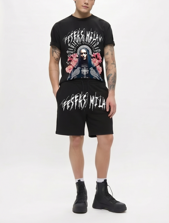 FesFas goddess-print T-shirt Set | Black | Men