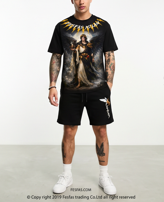 FesFas genie-print T-shirt Set | Black | Men
