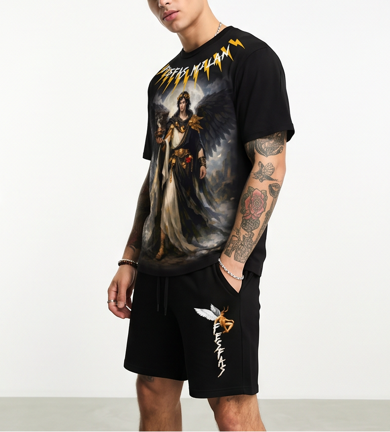 FesFas genie-print T-shirt Set | Black | Men