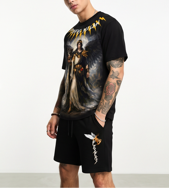 FesFas genie-print T-shirt Set | Black | Men
