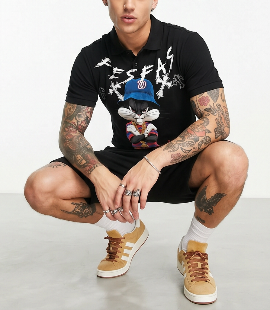 FesFas blue cap rabbit-print Polo Set | Men | Black