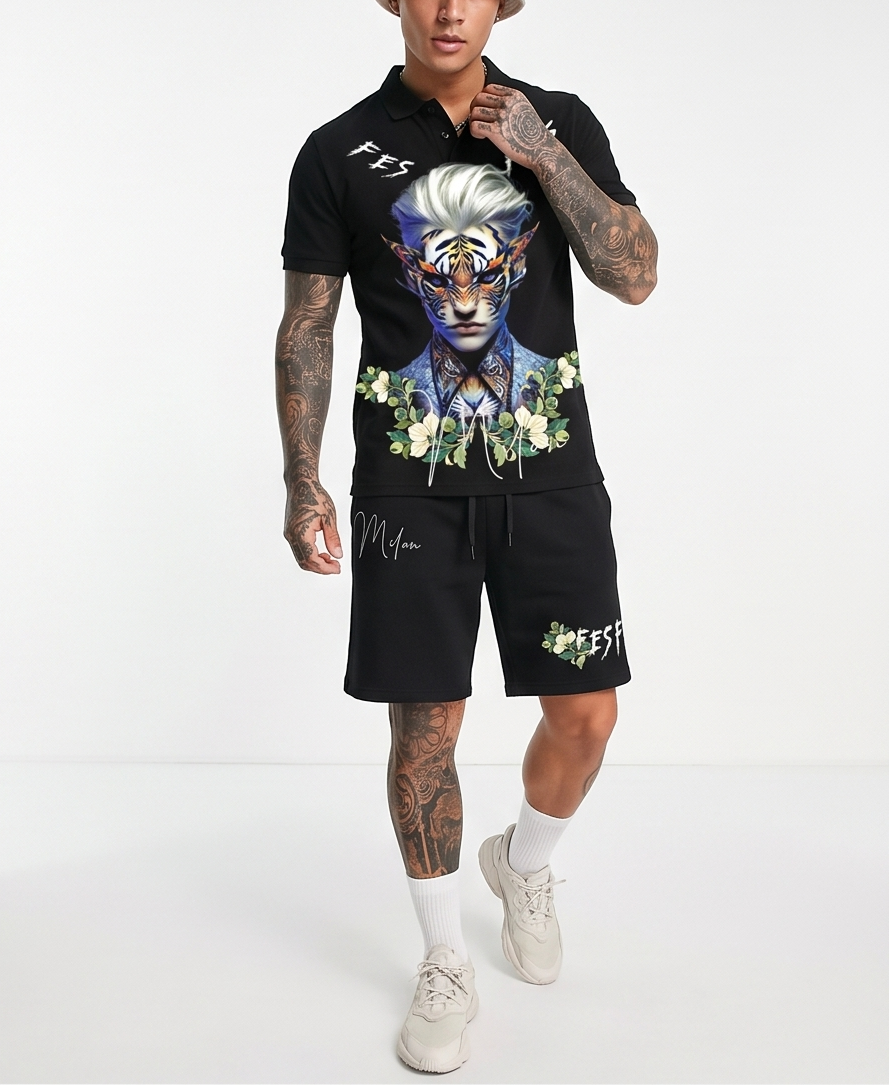 FesFas tiger spirit-print Polo Set | Men | Black