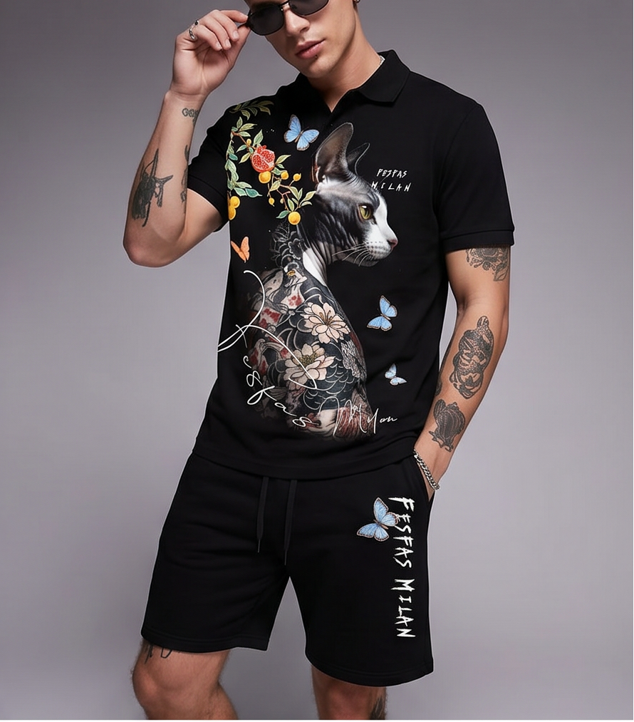 FesFas sphynx-print Polo Set
