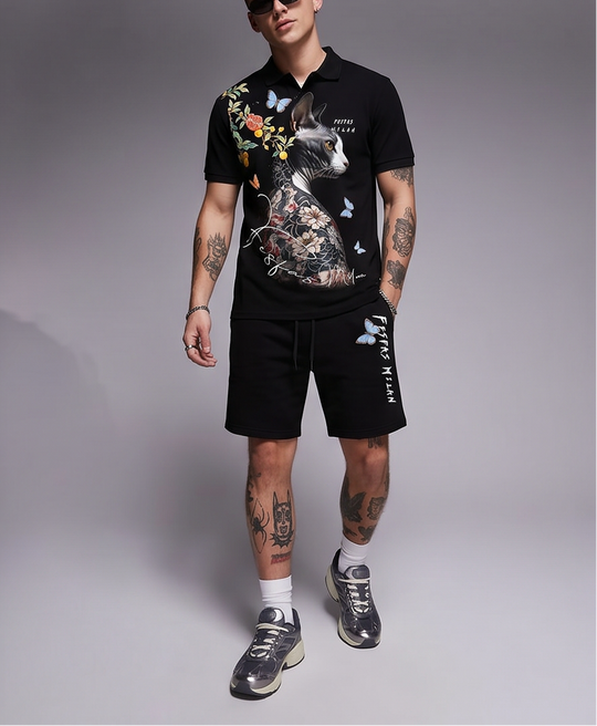 FesFas sphynx-print Polo Set | Men | Black