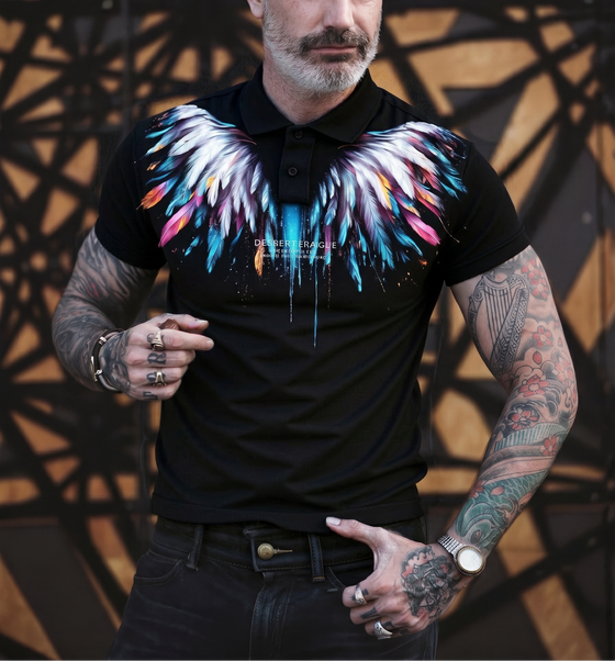 FesFas desert eagle-print Polo Shirt | Men | Black