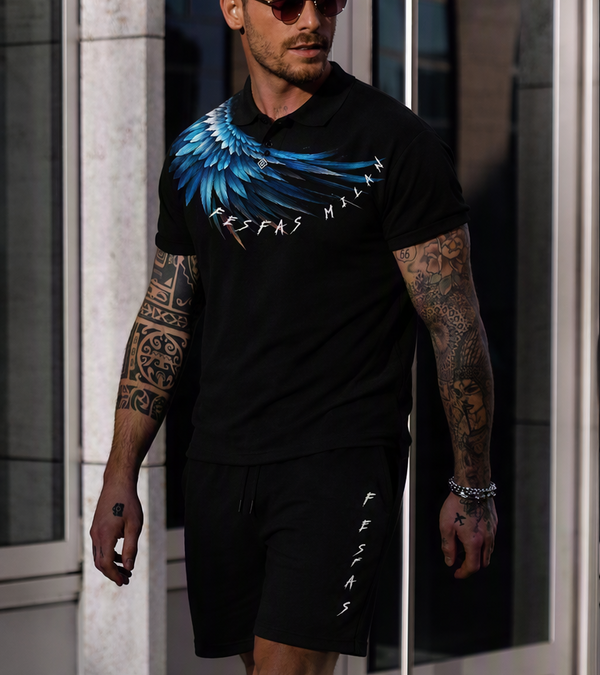FesFas blue wings-print Polo Set