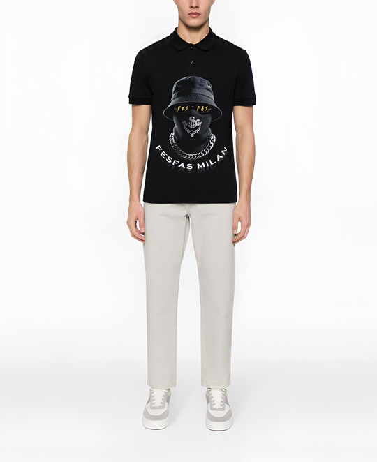 FesFas black mask-print Polo Shirt