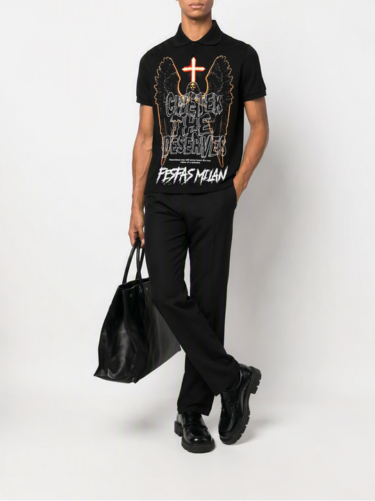FesFas angel-print Polo Shirt