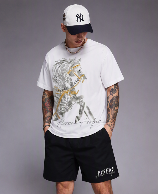 FesFas grey horse-print T-shirt Set