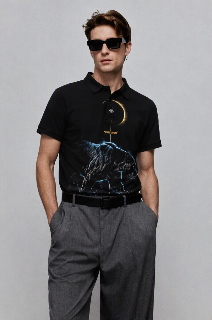 FesFas black panther-print Polo Shirt