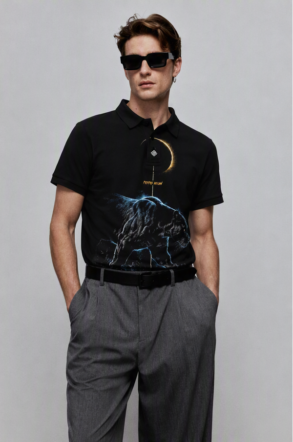 FesFas black panther-print Polo Shirt
