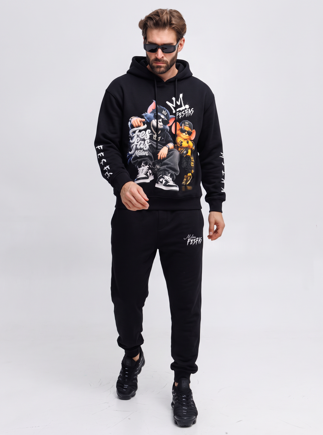 FesFas Street Crew-print Hoodie Set