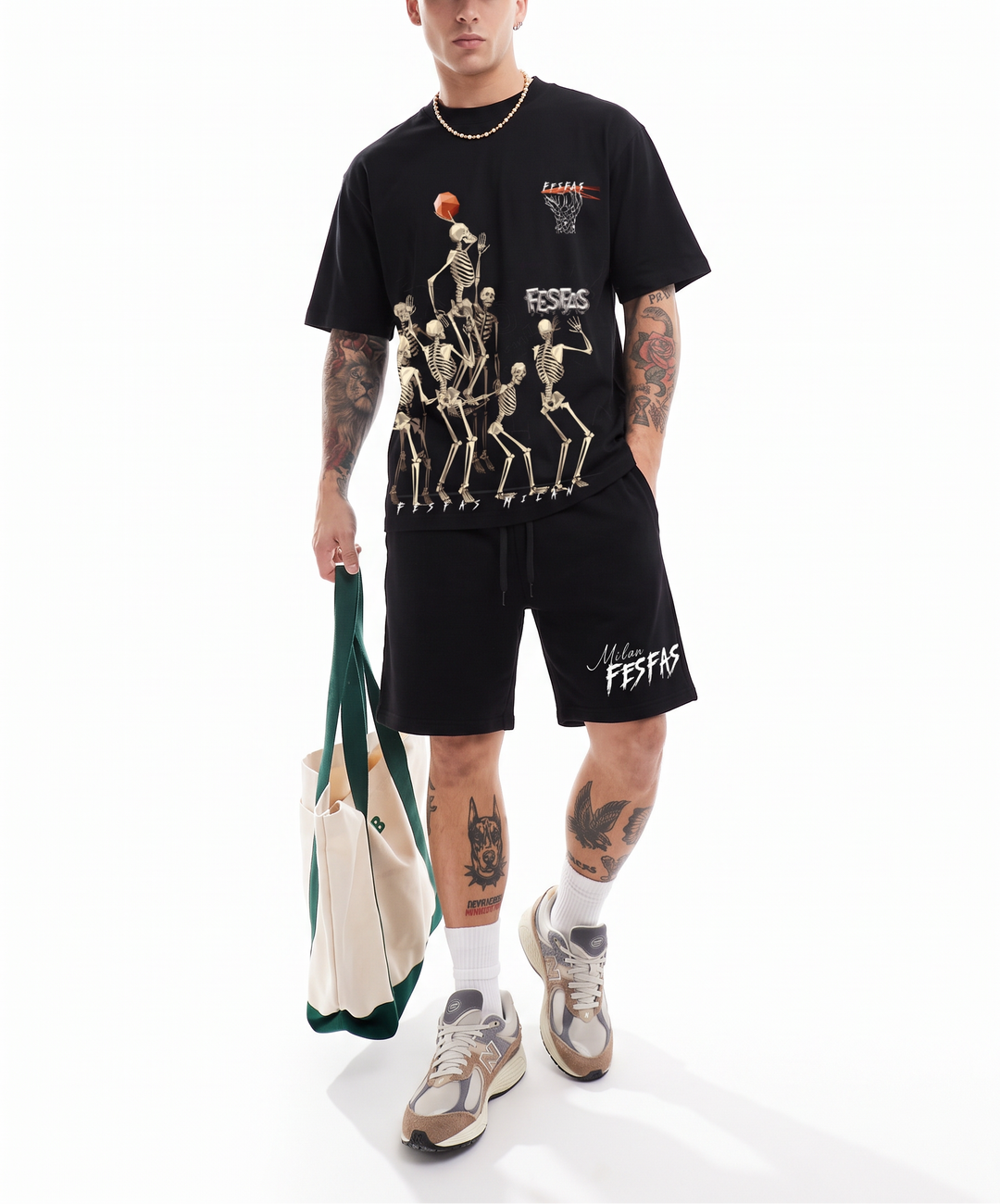 FesFas Skeleton Hoops-print T-shirt