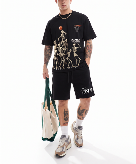 FesFas Skeleton Hoops-print T-shirt