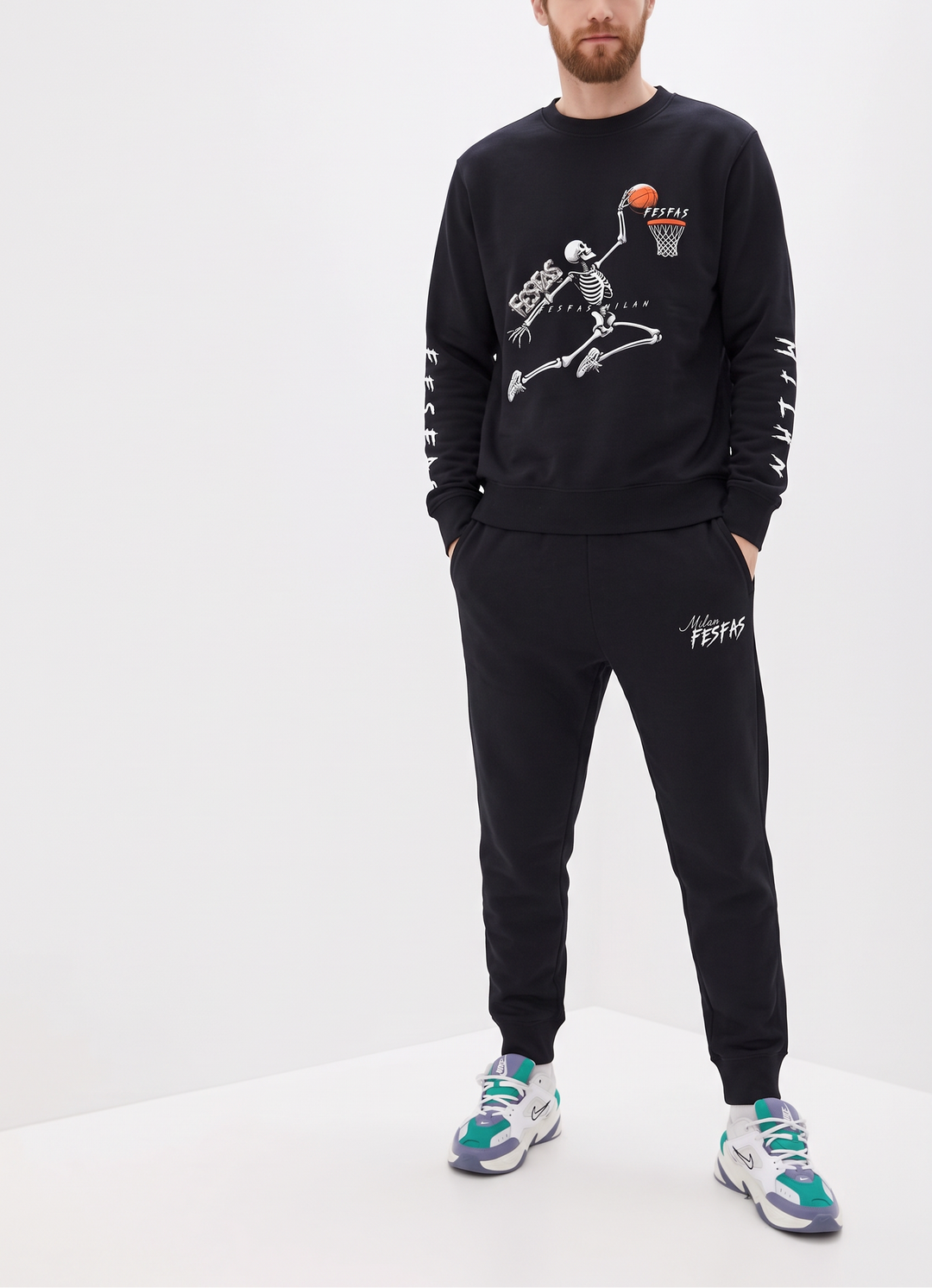 FesFas Skeleton Dunk-print Sweatshirt Set