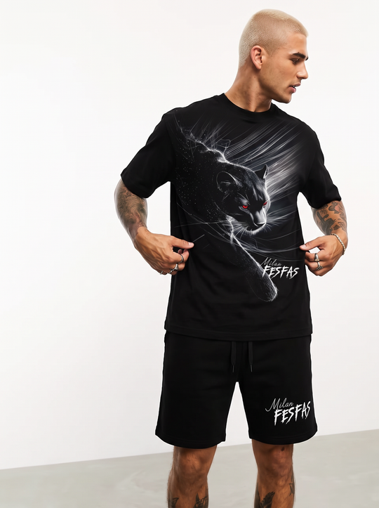 FesFas Midnight Panther-print T-shirt Set