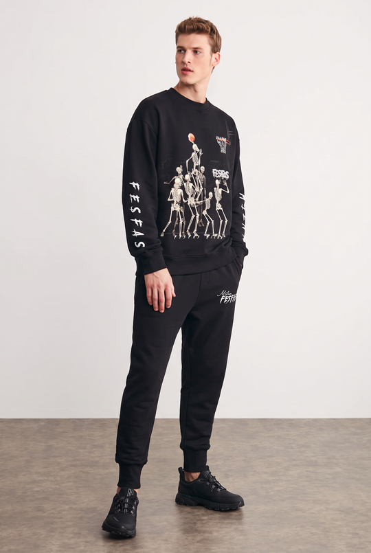 FesFas Skeleton Hoops-print Sweatshirt Set