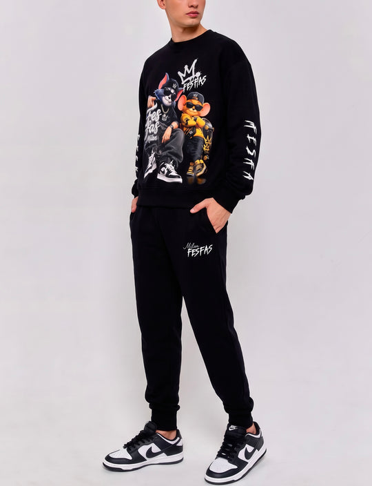 FesFas Street Crew-print Sweatshirt Set