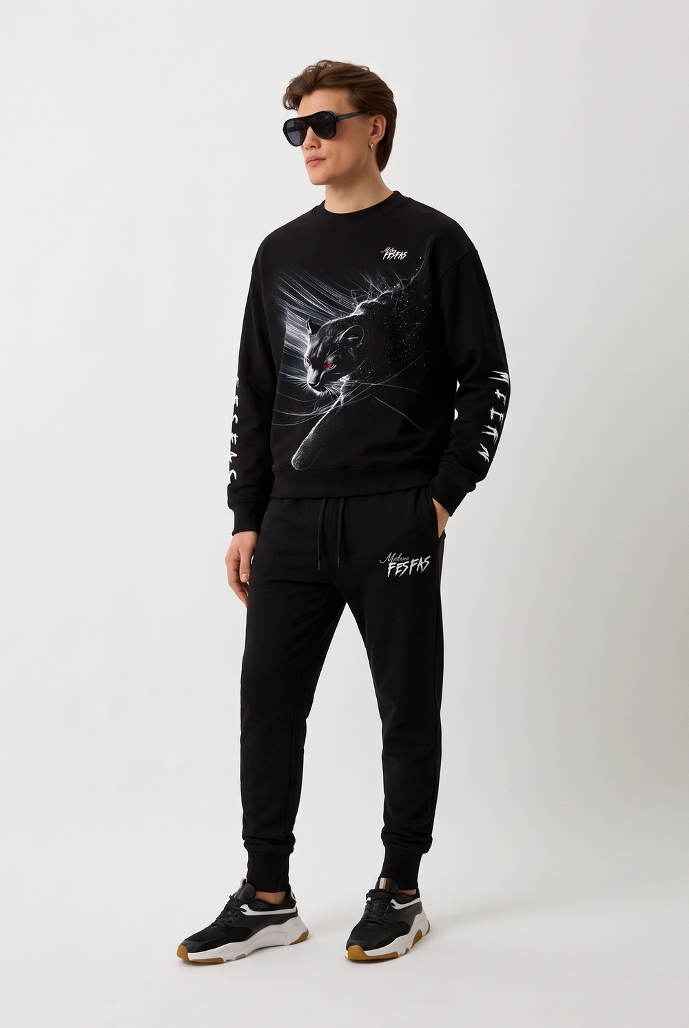 FesFas Shadow Panther-print Sweatshirt Set