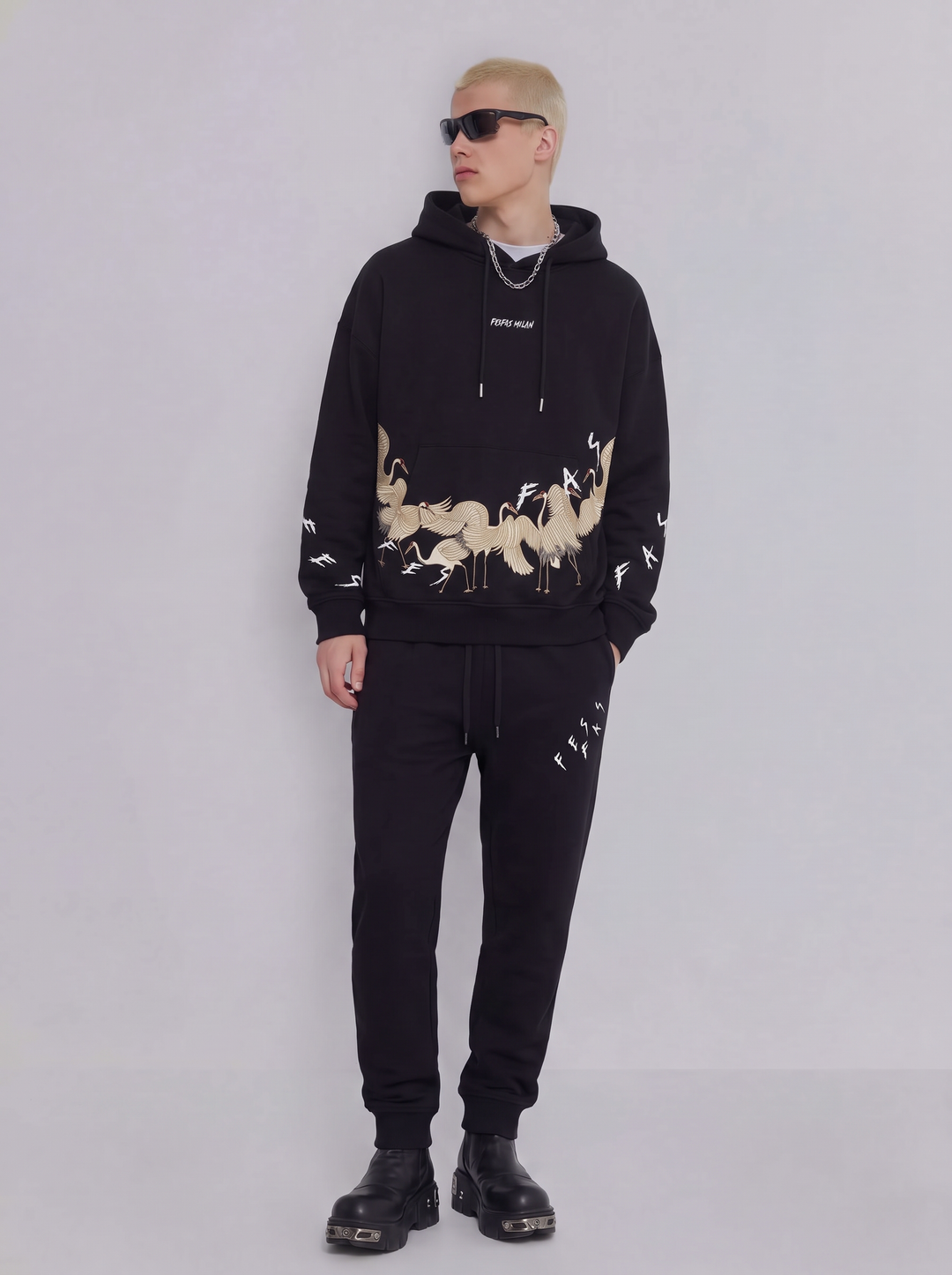 FesFas Cranes-print Hoodie Set