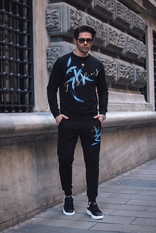 FesFas Feathers-print Sweatshirt Set