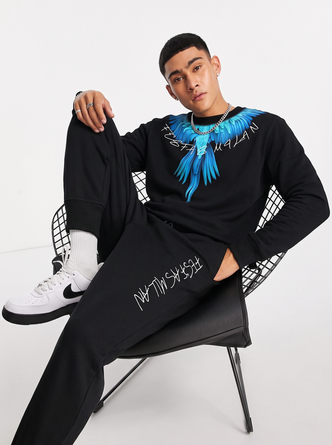 FesFas Feathers-print Sweatshirt Set
