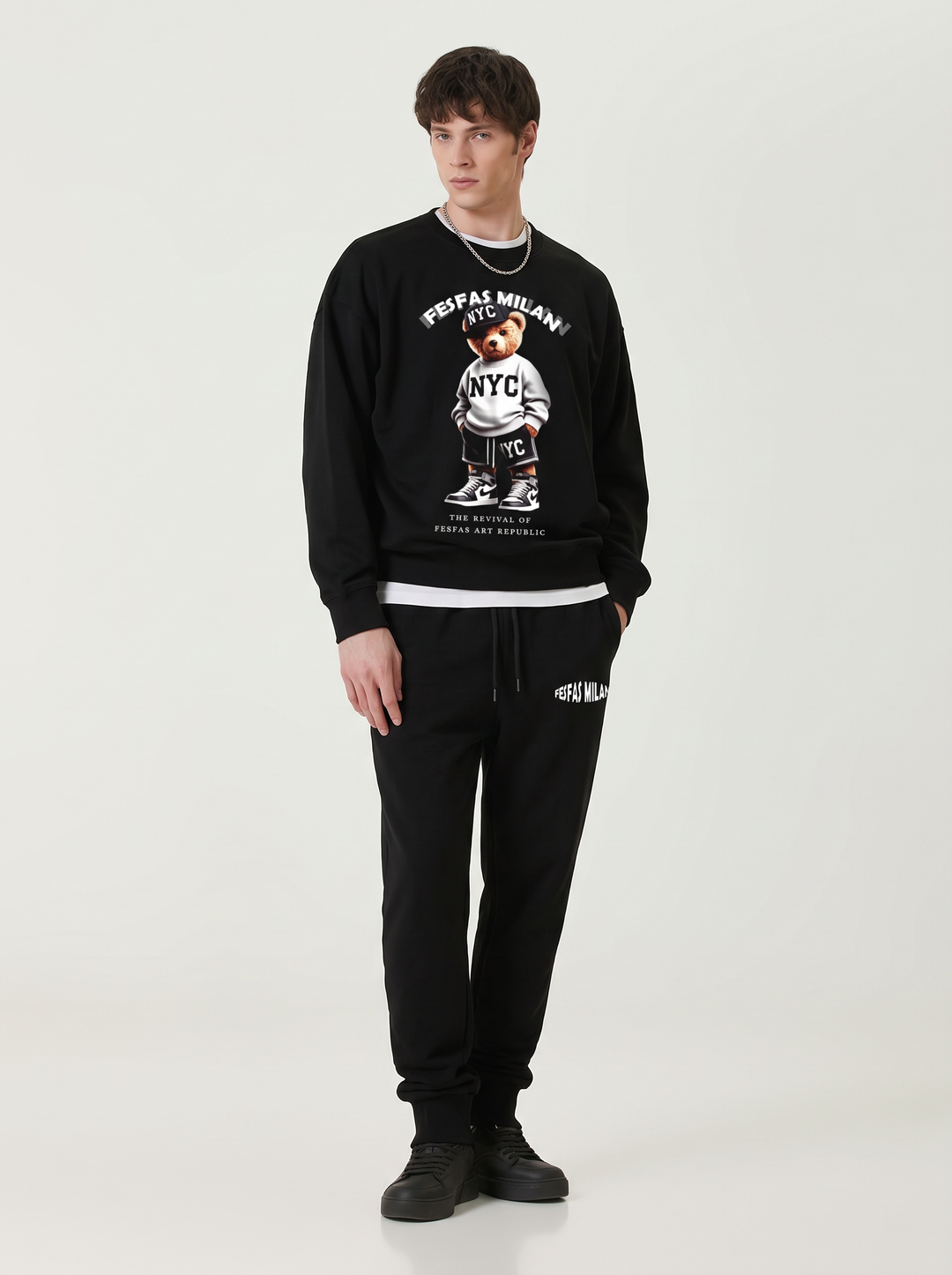 FesFas Bear-print Sweatshirt Set