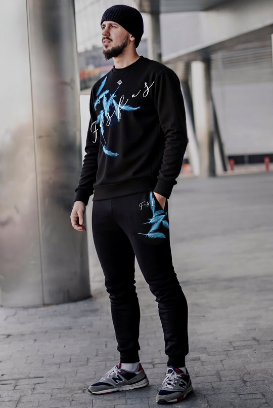 FesFas Feathers-print Sweatshirt Set