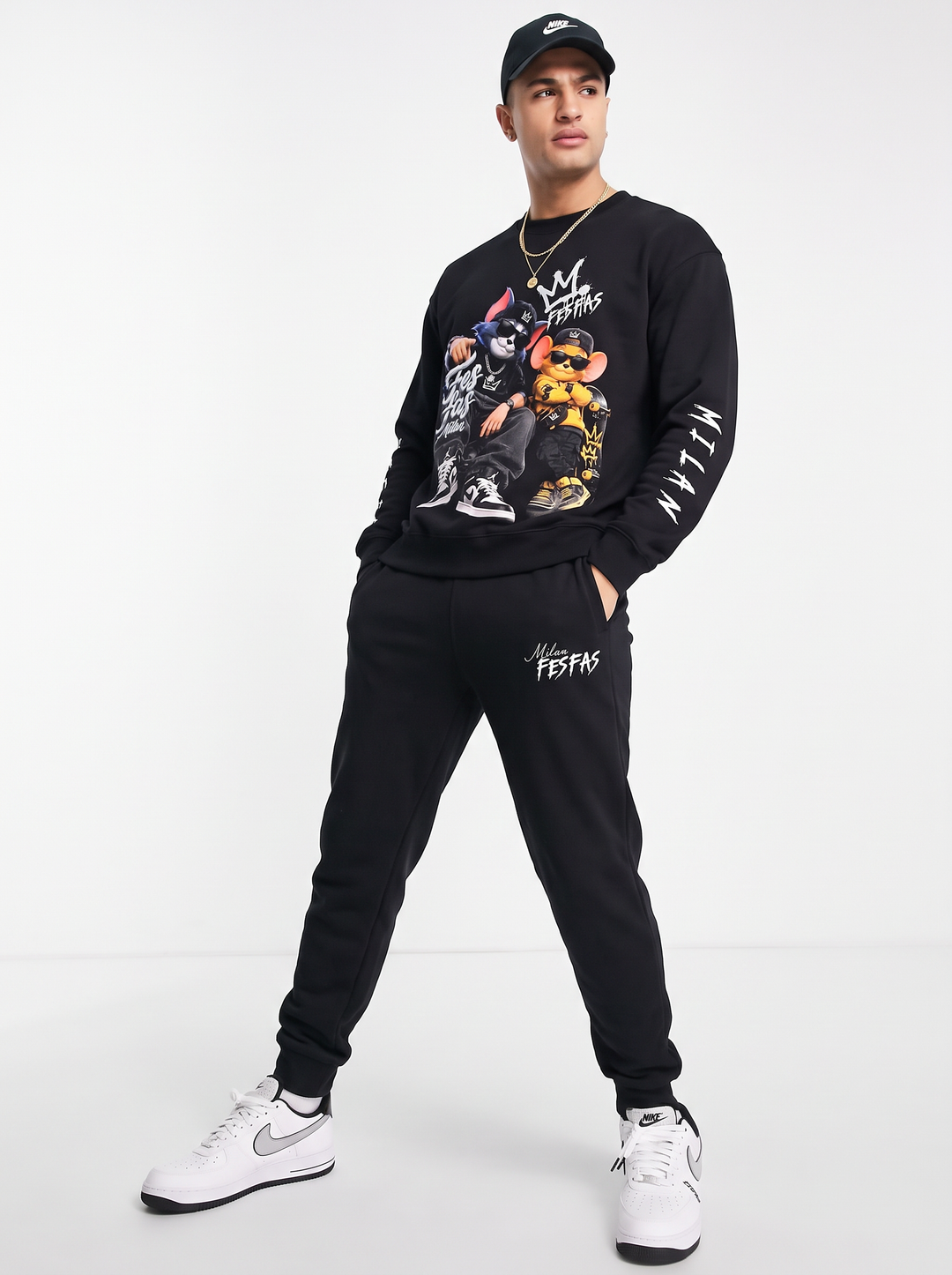 FesFas Street Crew-print Sweatshirt Set