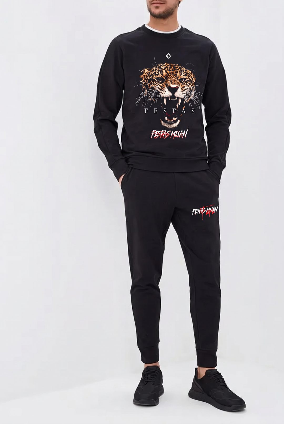 FesFas Roaring Leopard-print Sweatshirt Set