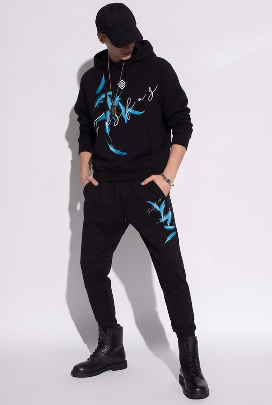 FesFas Feathers-print Hoodie Set
