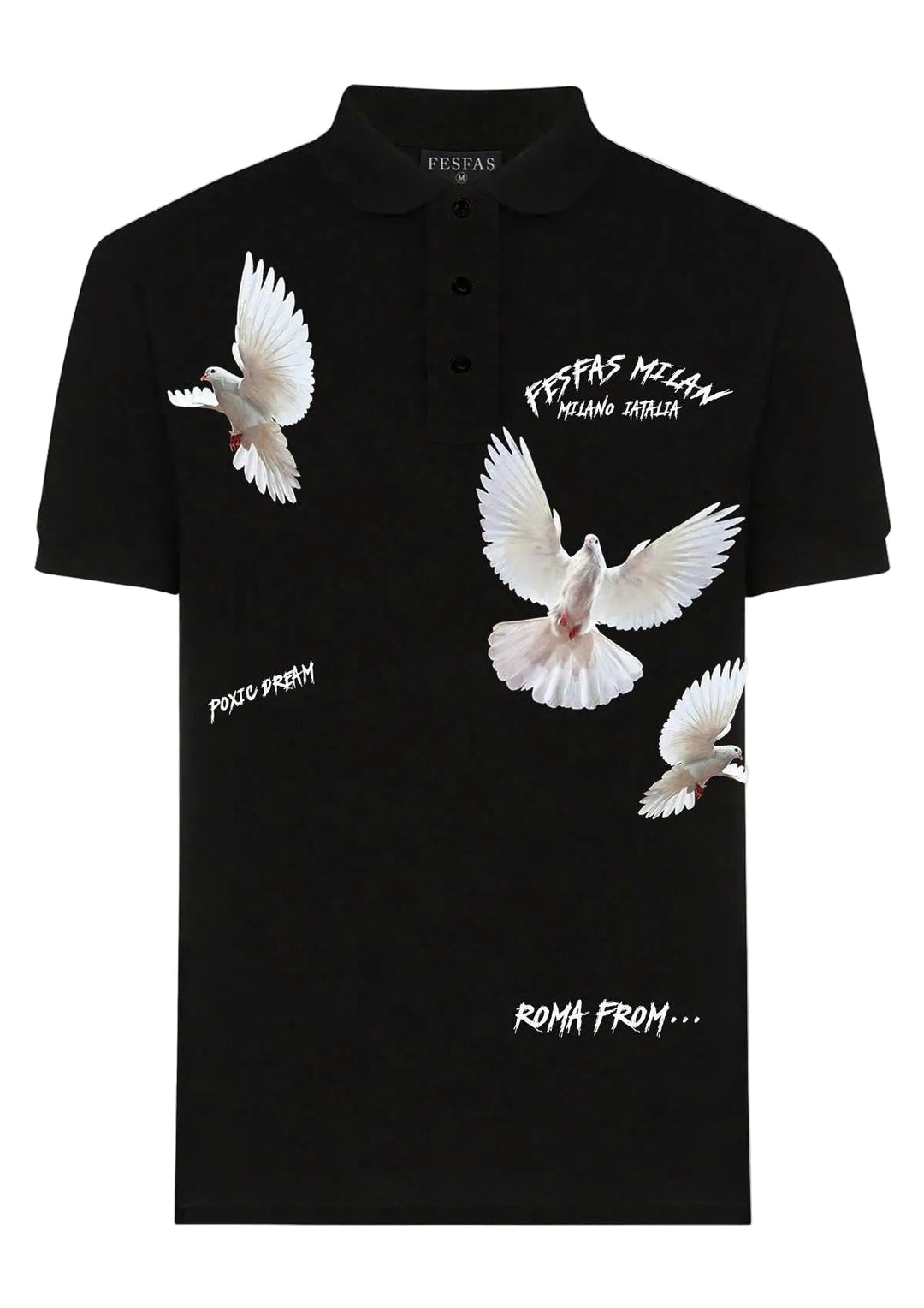 FesFas pigeons-print Polo Shirt | Men | Black