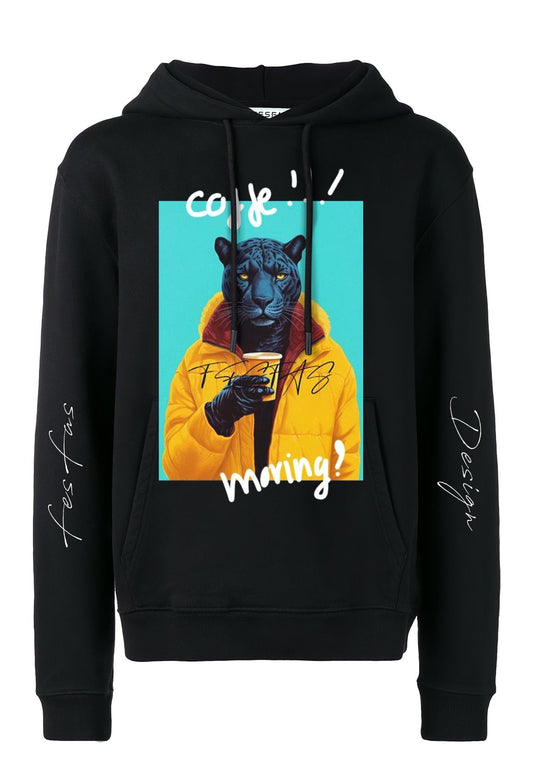 FesFas Hot Panther-print Hoodie | Black | Men
