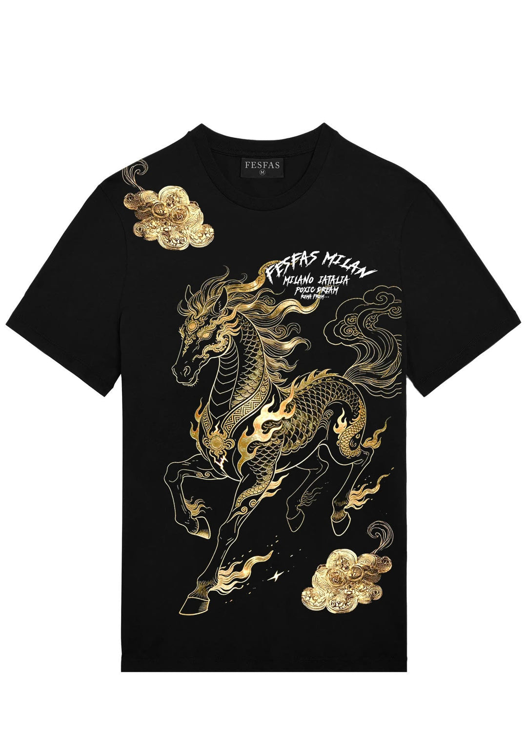 FesFas golden horse-print T-shirt | Black | Men