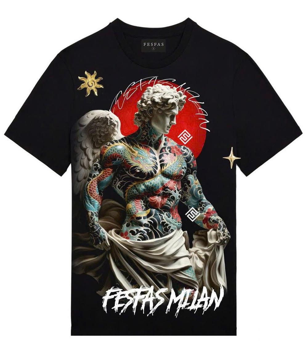 FesFas tattoo angel-print T-shirt