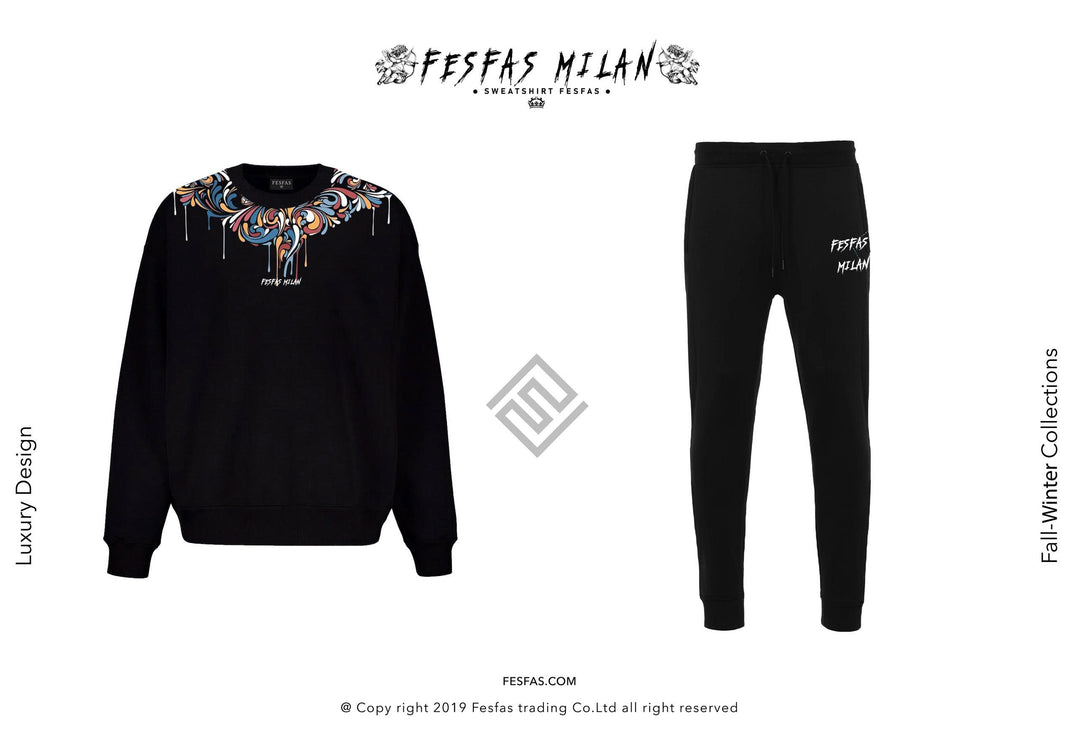 FesFas Abstract Swirl-print Sweatshirt Set