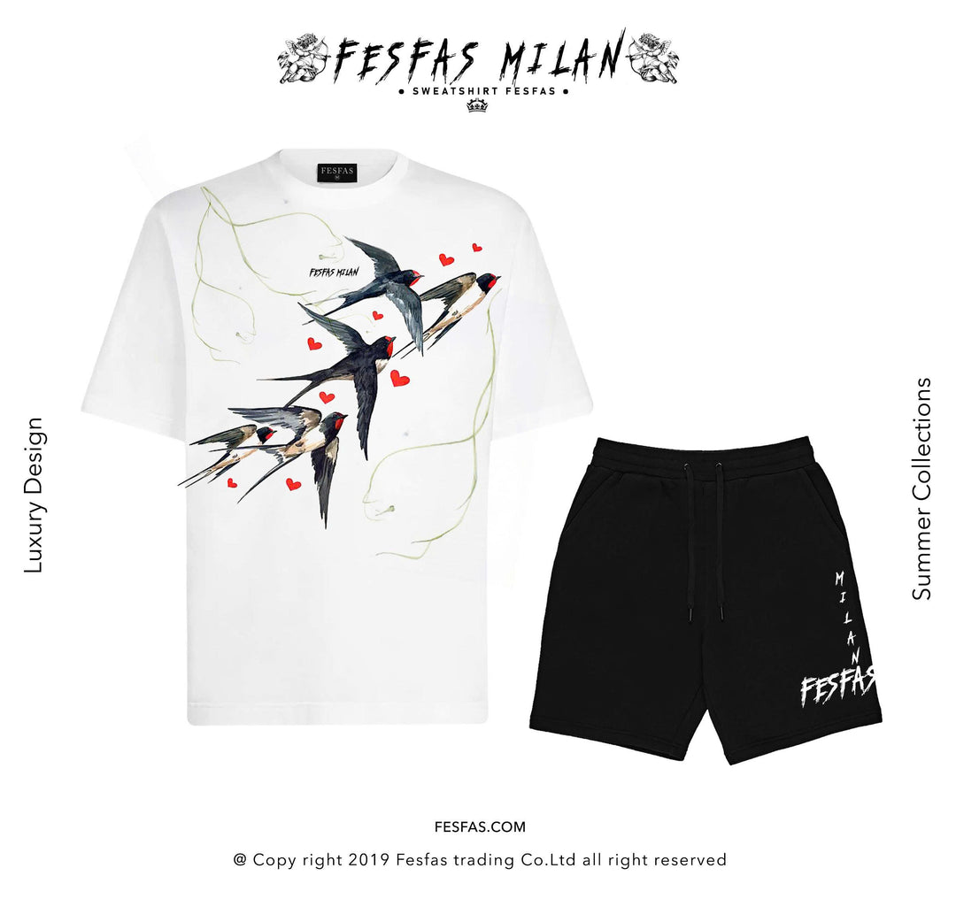 FesFas Swallows-print T-shirt Set