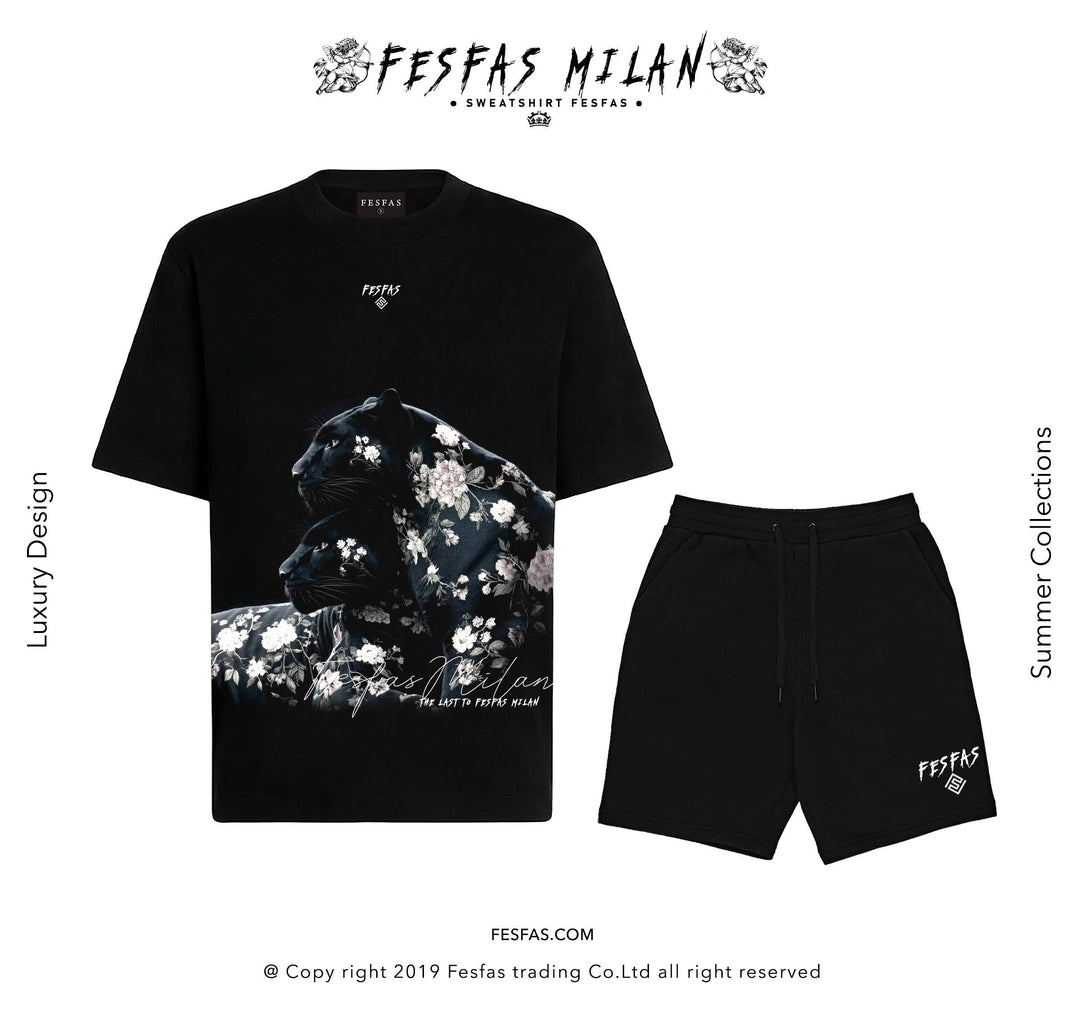 FesFas Floral Panther-print T-shirt Set
