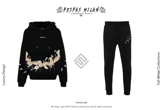 FesFas Cranes-print Hoodie Set