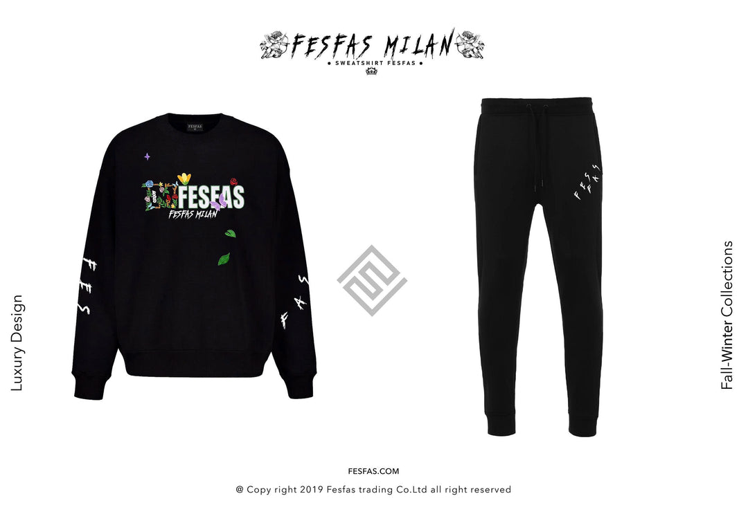 FesFas Floral Logo-print Sweatshirt Set