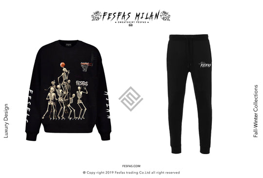 FesFas Skeleton Hoops-print Sweatshirt Set