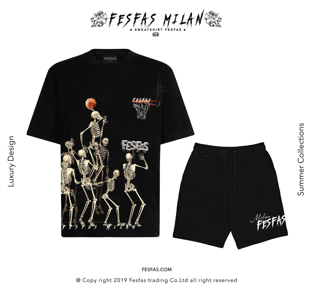 FesFas Skeleton Hoops-print T-shirt Set