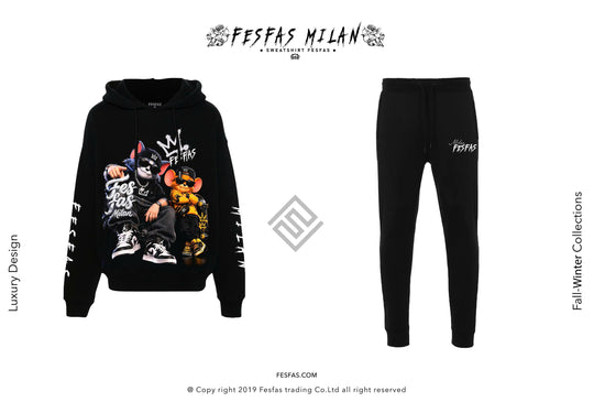 FesFas Street Crew-print Hoodie Set