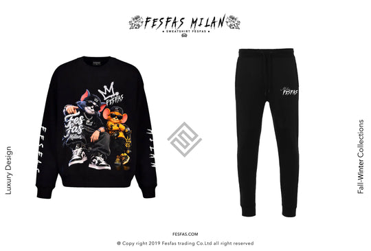 FesFas Street Crew-print Sweatshirt Set