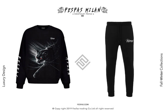FesFas Shadow Panther-print Sweatshirt Set