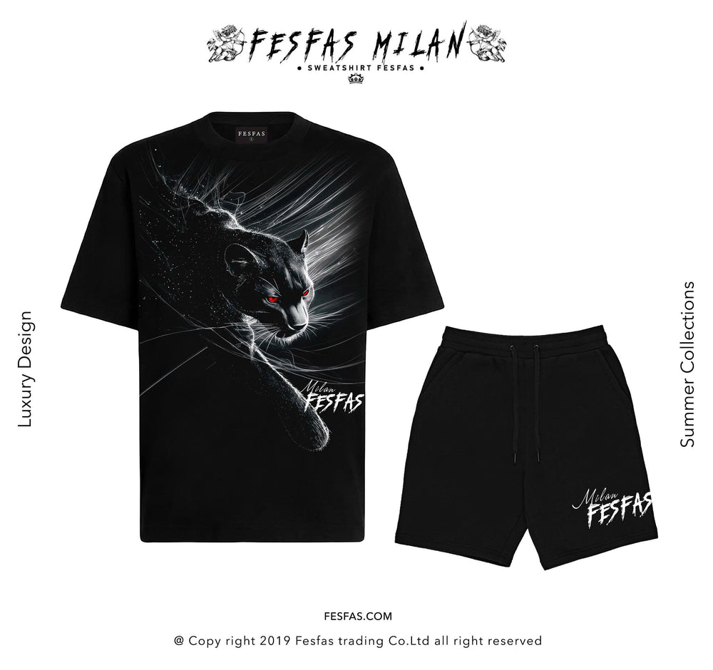 FesFas Midnight Panther-print T-shirt Set