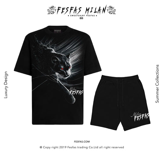 FesFas Midnight Panther-print T-shirt Set