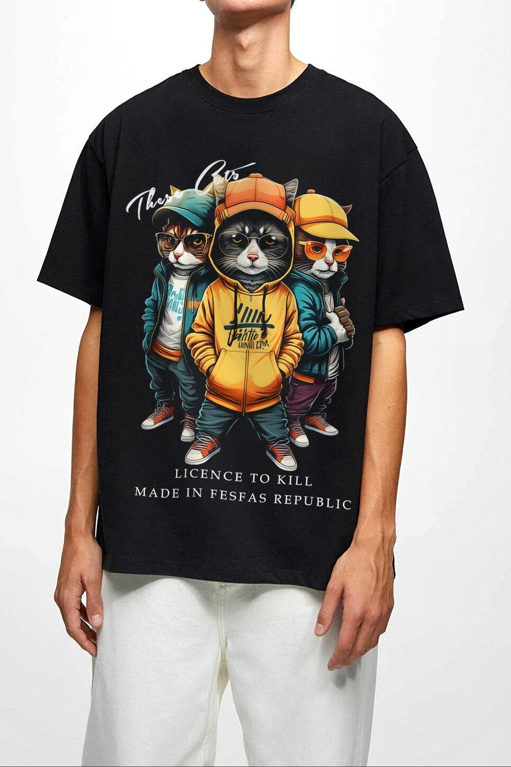FesFas Cats-print T-shirt | Black | Men