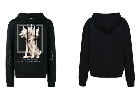 FesFas Headed Dog-print Hoodie | Black | Men