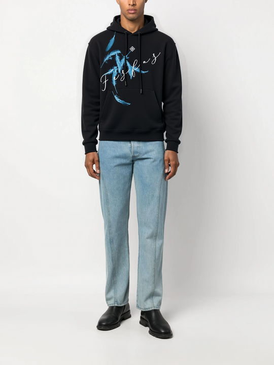 FesFas Feathers-print Hoodie Set | Black | Men
